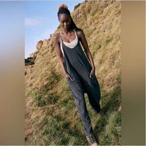 Free People Movement Hot Shot Onesie M Washed Black Oversized Lounge Slouch